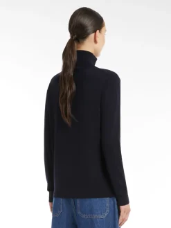 Silk and wool polo-neck sweater