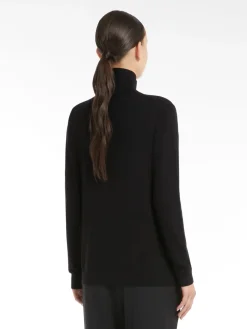 Silk and wool polo-neck sweater