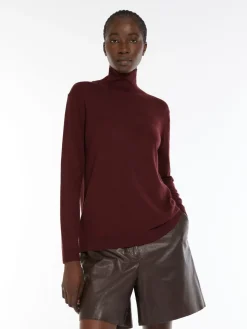 Silk and wool polo-neck sweater