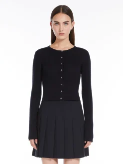 Silk and wool ribbed cardigan