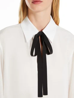 Silk blouse with bow tie