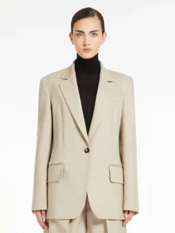 Single-breasted blazer in mélange wool