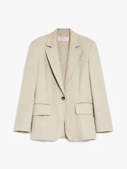 Single-breasted blazer in mélange wool