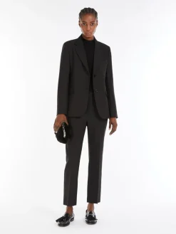 Single-breasted blazer in stretch wool-blend canvas