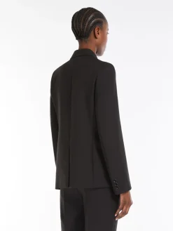 Single-breasted blazer in stretch wool-blend canvas