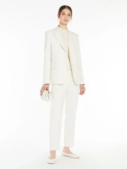 Single-breasted blazer in stretch wool-blend canvas
