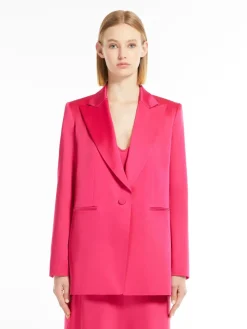 Single-breasted envers satin blazer