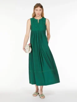 Sleeveless cotton-blend dress