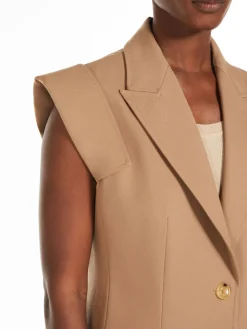 Sleeveless gabardine jacket