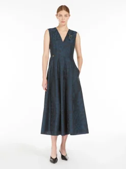 Sleeveless jacquard cotton dress