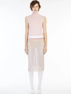 Sleeveless mock polo-neck sweater