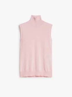 Sleeveless mock polo-neck sweater