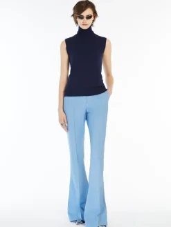 Sleeveless mock polo-neck sweater