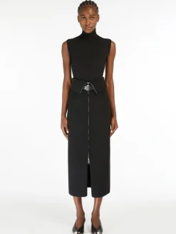 Sleeveless mock polo-neck sweater