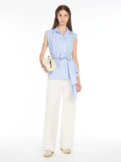 Sleeveless poplin shirt