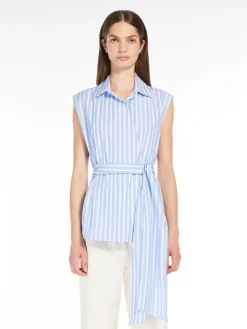 Sleeveless poplin shirt