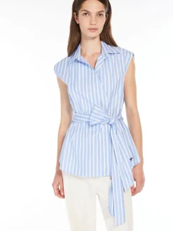 Sleeveless poplin shirt