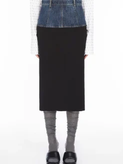 Slim-fit denim skirt
