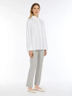 Slim-fit stretch cotton and viscose trousers