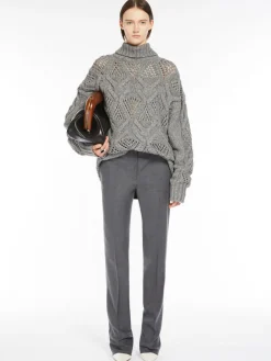 Slim-fit stretch wool trousers
