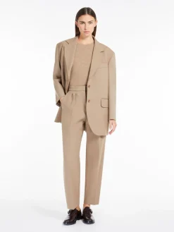 Slim-fit, stretch-wool trousers
