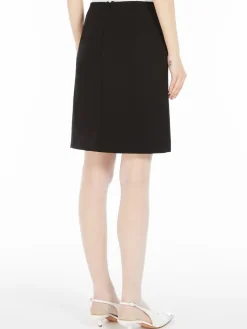 Straight-fit stretch wool skirt