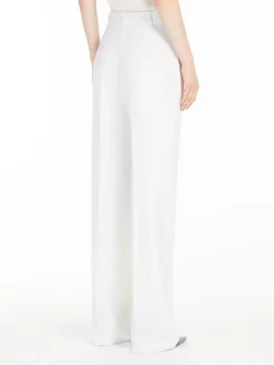 Straight-fit wool satin trousers
