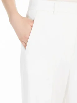 Straight-fit wool satin trousers