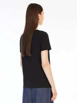 Stretch cotton basic T-shirt