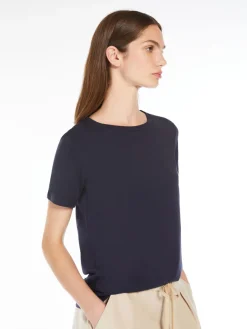 Stretch cotton basic T-shirt