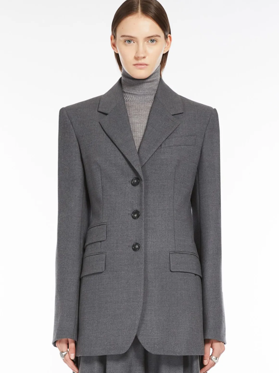 Stretch flannel tailored blazer