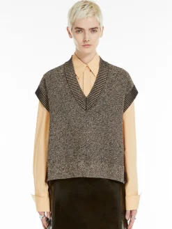 Stretch viscose poncho sweater