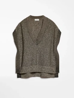 Stretch viscose poncho sweater
