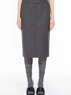 Stretch wool midi skirt