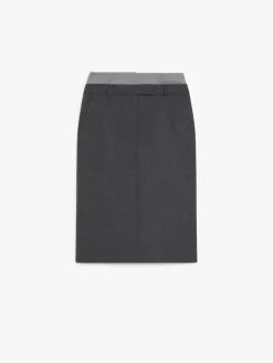 Stretch wool midi skirt