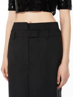 Stretch wool midi skirt