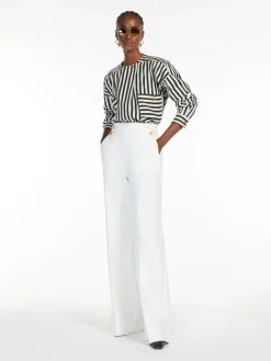 Striped cotton and silk blouse