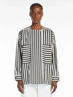 Striped cotton and silk blouse
