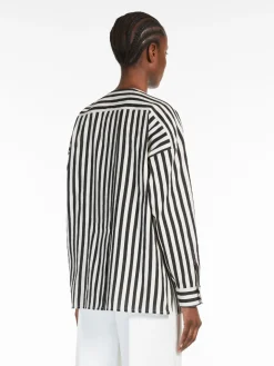 Striped cotton and silk blouse