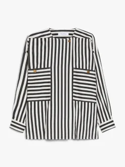 Striped cotton and silk blouse