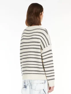 Striped cotton yarn sweater