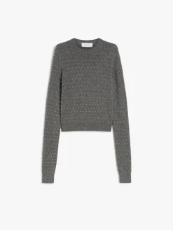 Studded cashmere-blend crew-neck sweater