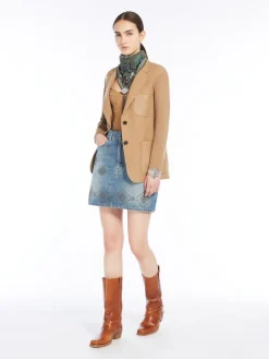 Studded denim mini skirt