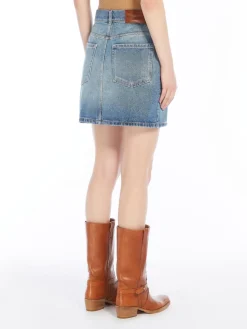 Studded denim mini skirt