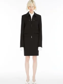 Tailored stretch wool blouson jacket