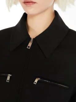 Tailored stretch wool blouson jacket