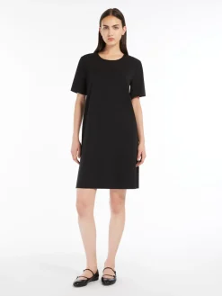 Technical jersey flared dress