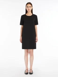 Technical jersey flared dress
