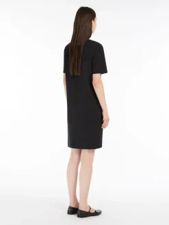 Technical jersey flared dress
