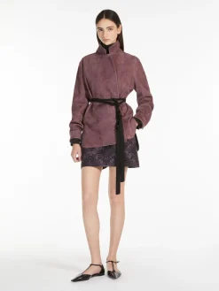 Technical wool jacquard miniskirt